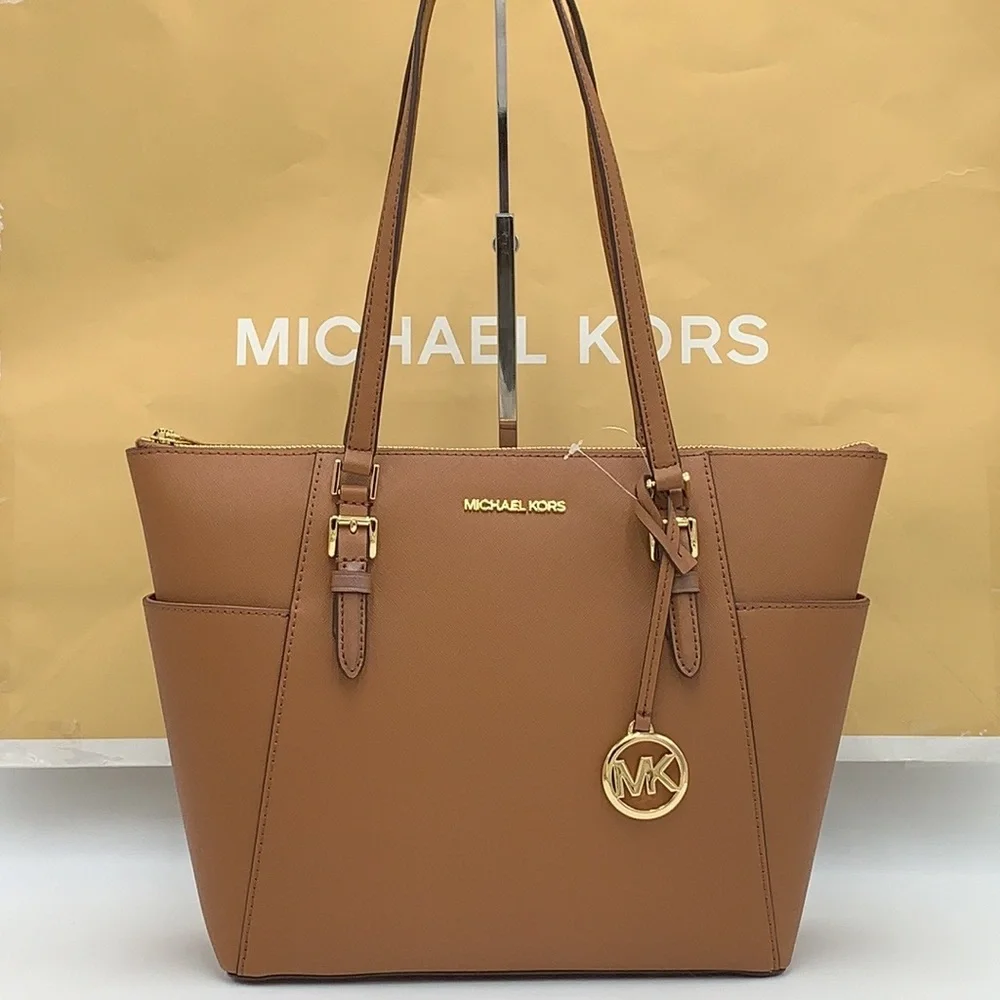 MICHAEL KORS CHARLOTTE LARGE TOP ZIP TOTE LUGGAGE